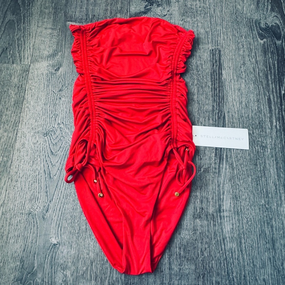 Stella McCartney***Red Ruched One-Piece Swim***Small $478